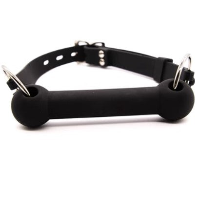 Black bar gag with buckle strap