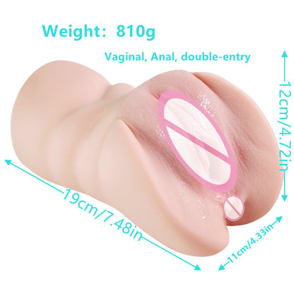 Larger dual-channel masturbator dimension diagram