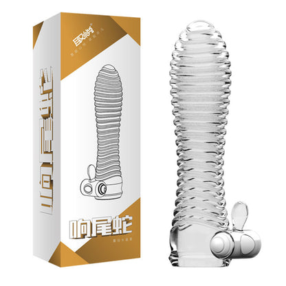 Ribbed clear vibrator with gold retail box