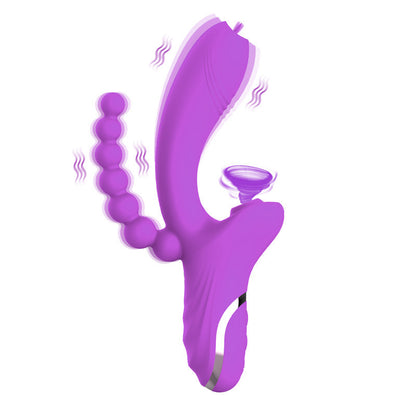 Purple multi-arm vibrator with bead attachment