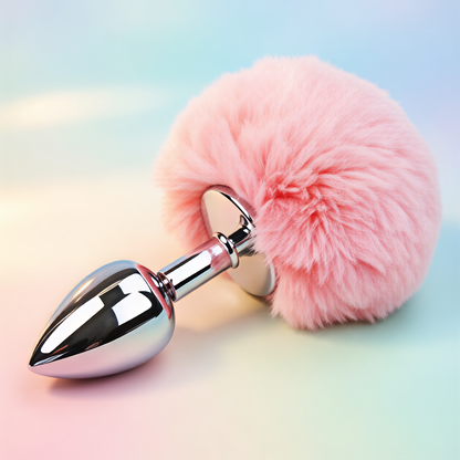 Pink jeweled rabbit-tail anal plug – alternate view