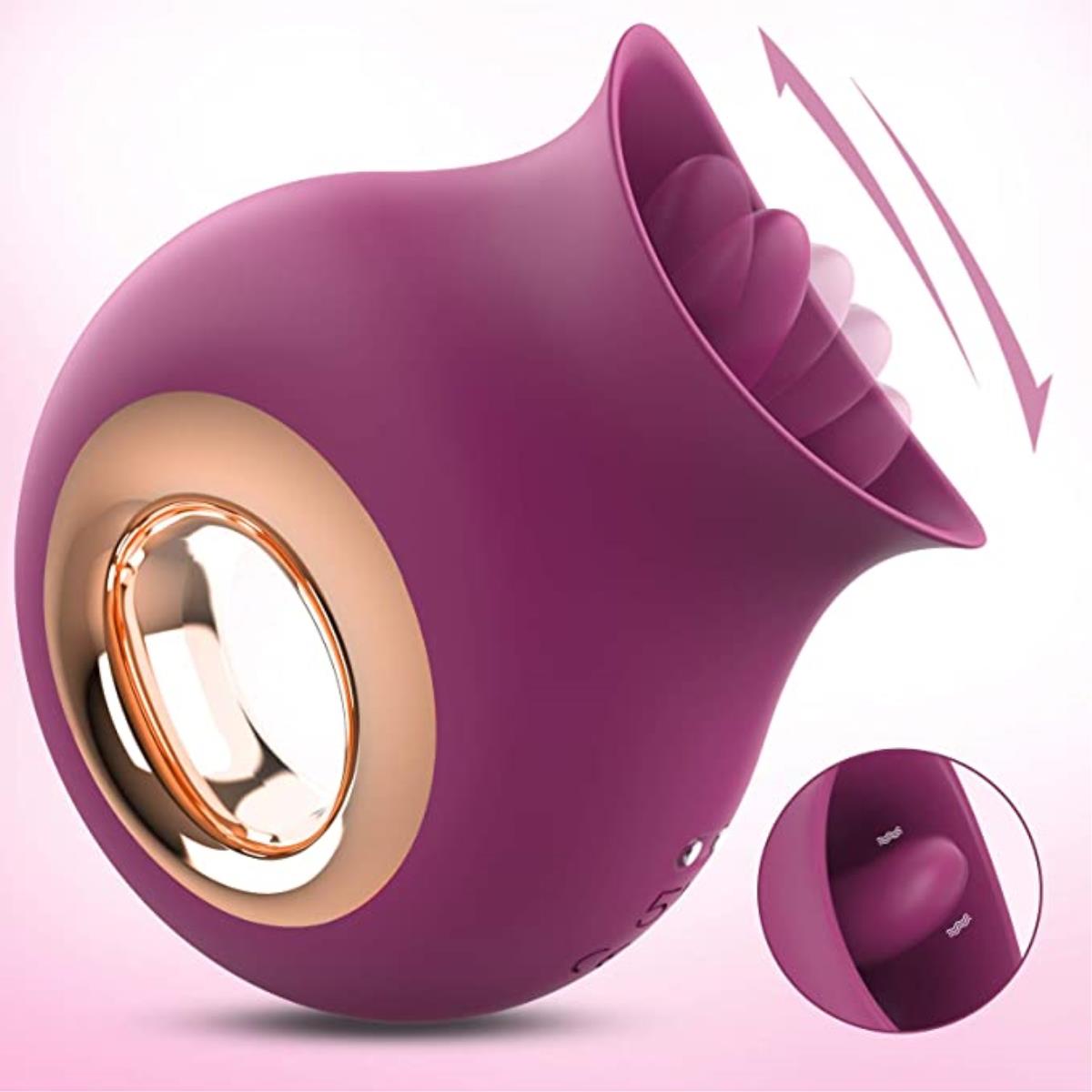 Rose-red tongue-style mini vibrator – main product image