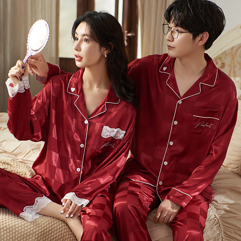 Autumn And Winter Couple Cardigan Newlywed Pajamas