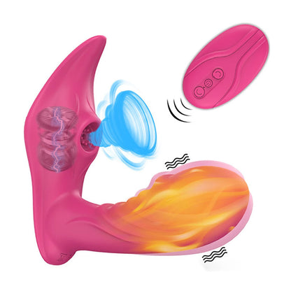 Pink curved remote-control vibrator with feature diagram