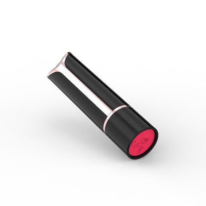 Black lipstick-style vibrator with cap fitted