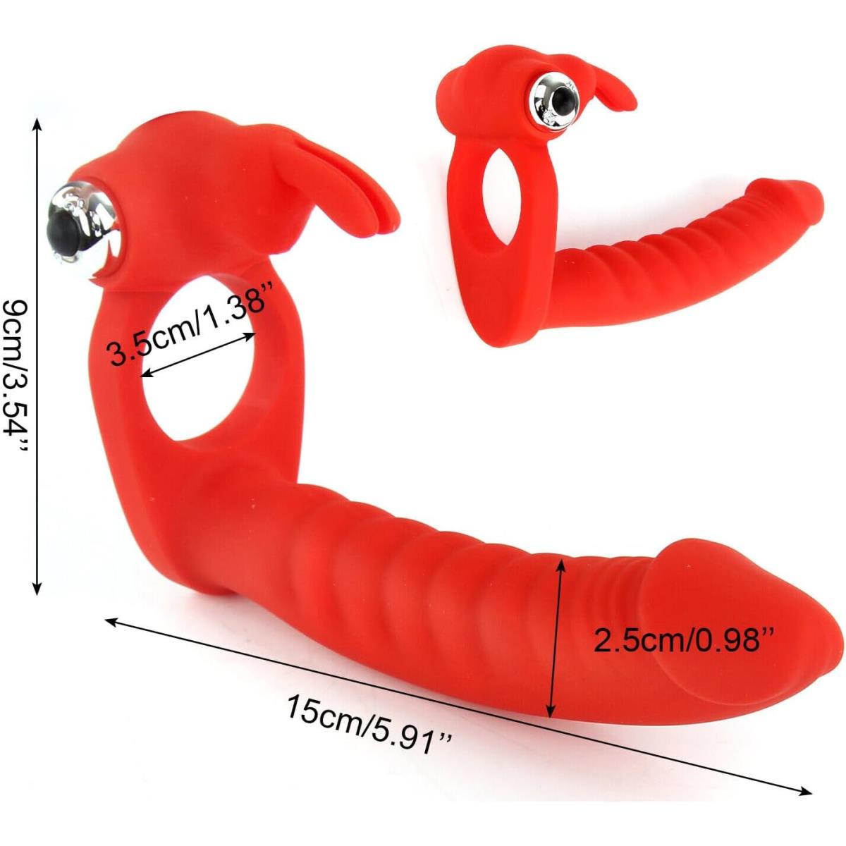 Sculpted red dual-ended vibrator – alternate product image