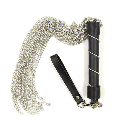 Silver-tone chain-tail flogger displayed flat