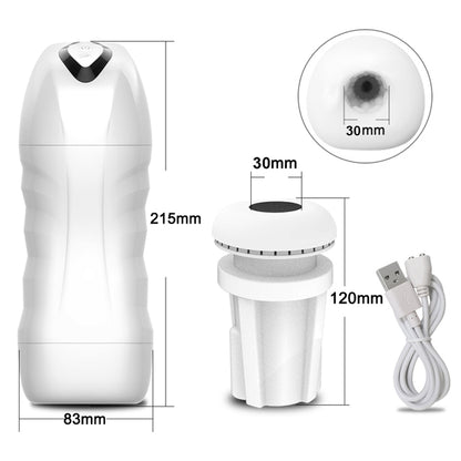 White masturbator cup and insert size diagram