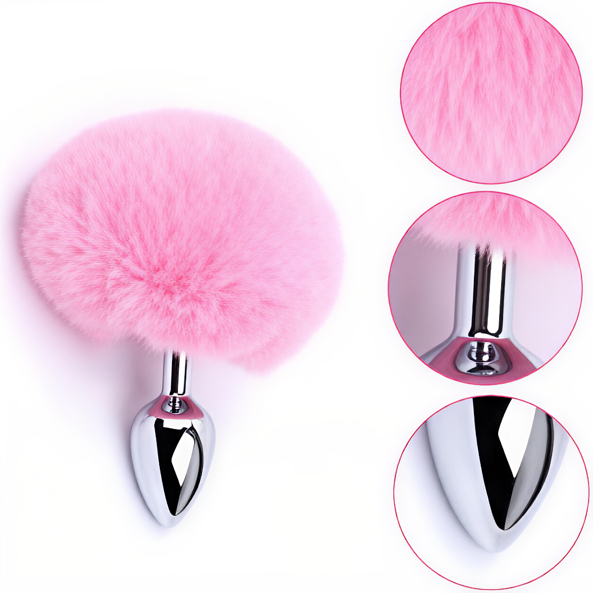 Pink rabbit-tail anal plug – product detail image