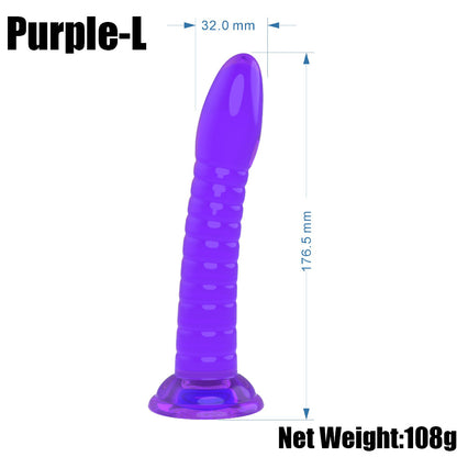 Large purple ribbed toy dimension diagram