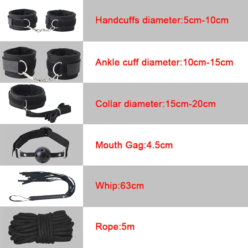 Sexy Leather BDSM Kits Plush Sex Bondage Set Handcuffs Sex Games Whip Gag Nipple Clamps Sex Toys for Couples Exotic Accessories