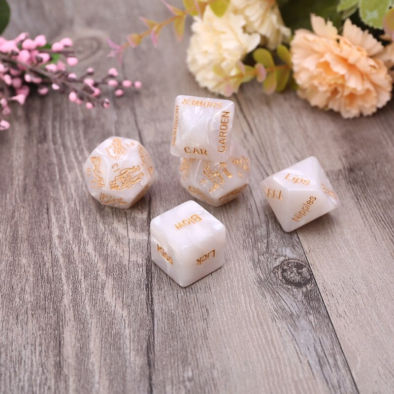 5Pcs/Set English-Word Acrylic Sex Dice Erotic Love Game Sexy Posture Adult Couple Lovers Bachelor Party Gifts