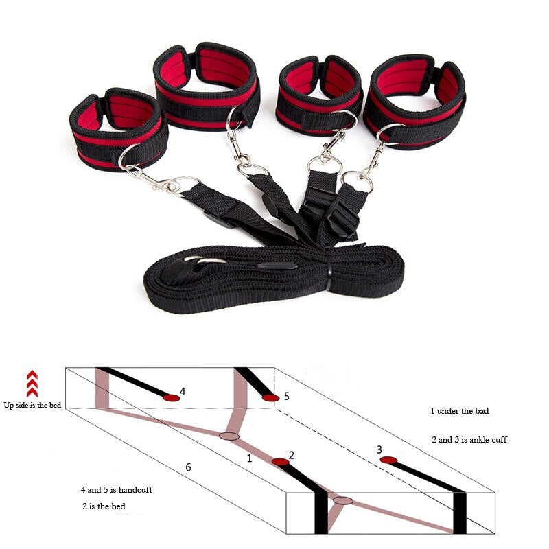 Handcuffs Bondage Erotic under Bed Sex Restraint System Games for Adults Wrists & Ankle Cuffs Sexy Lingerie Set