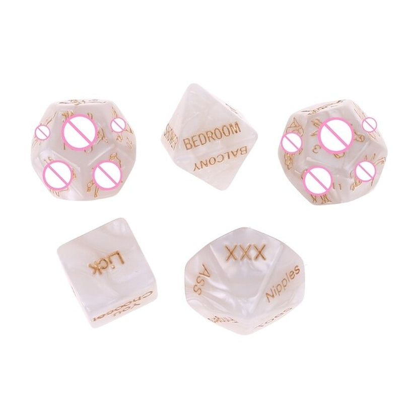 5Pcs/Set English-Word Acrylic Sex Dice Erotic Love Game Sexy Posture Adult Couple Lovers Bachelor Party Gifts