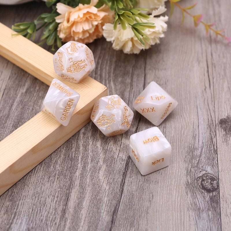 5Pcs/Set English-Word Acrylic Sex Dice Erotic Love Game Sexy Posture Adult Couple Lovers Bachelor Party Gifts