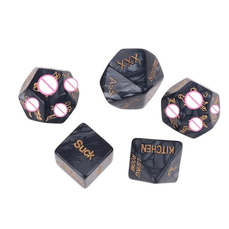 5Pcs/Set English-Word Acrylic Sex Dice Erotic Love Game Sexy Posture Adult Couple Lovers Bachelor Party Gifts